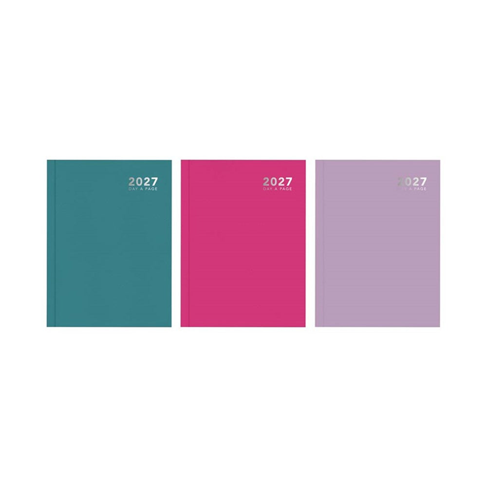 A5 2027 Pastel Day to View Diary | Assorted Colours, Bound Spine