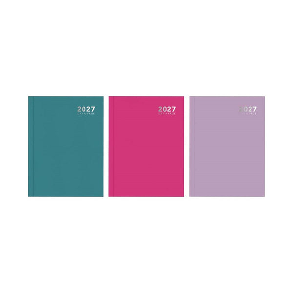 A5 2027 Pastel Day to View Diary | Assorted Colours, Bound Spine