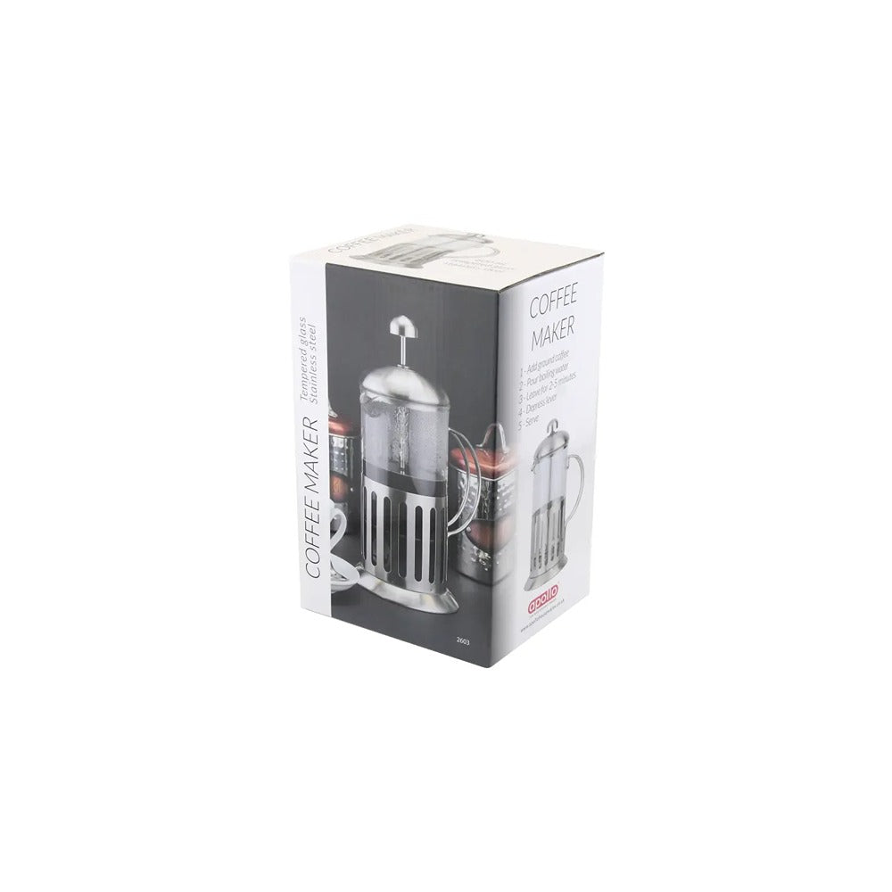 Apollo Coffee Plunger French Press | Heat-Resistant Glass, Stainless Steel