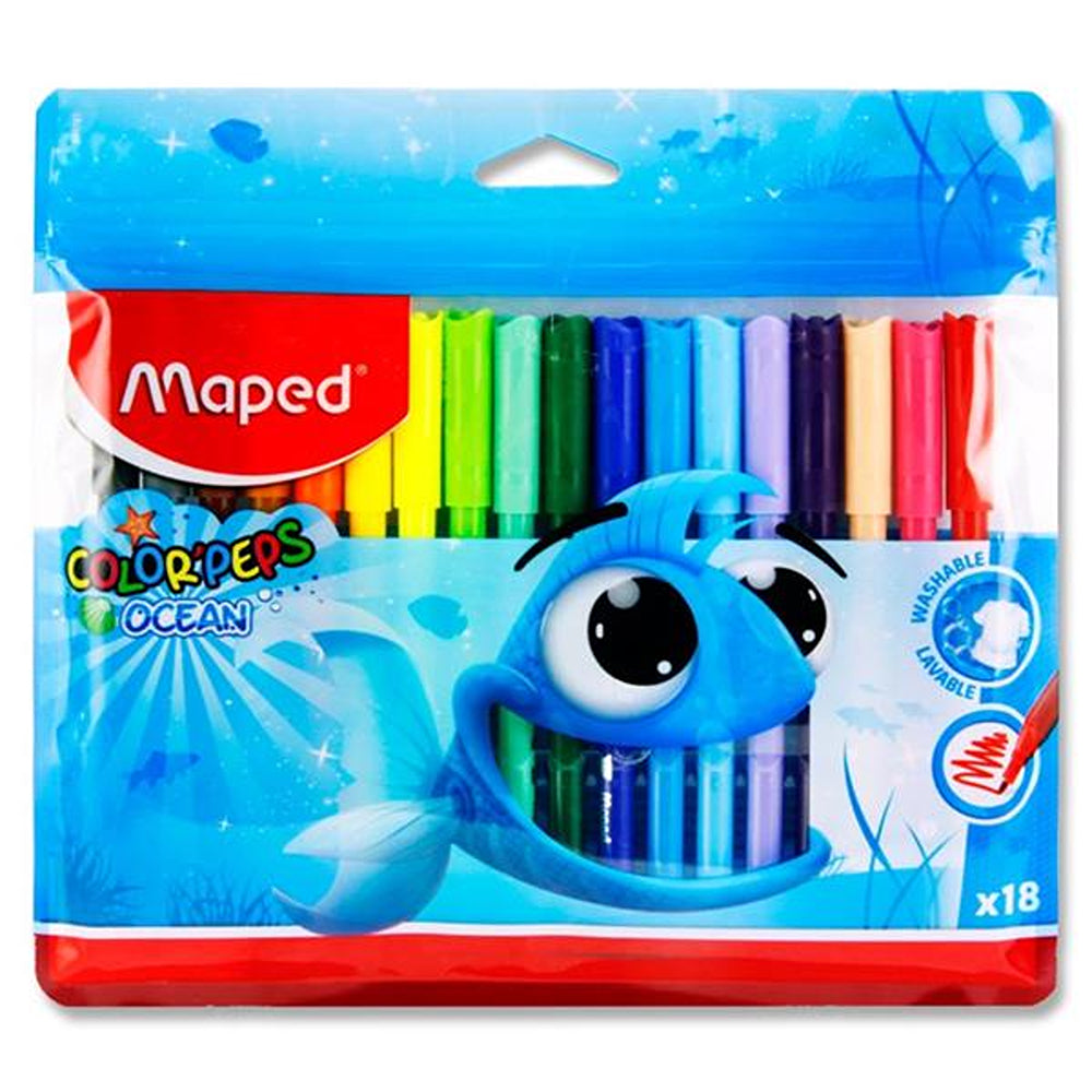 Maped Color Peps Washable Felt Tip Markers Ocean | Pack of 12