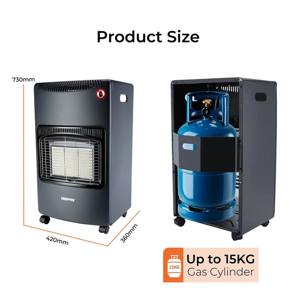Kingavon Portable Gas Heater | 4.2kW, Slimline, Castor Wheels
