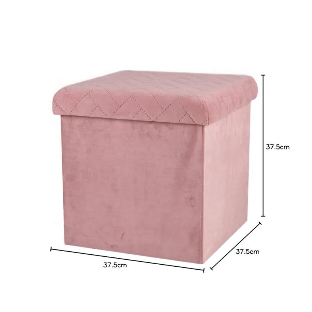 Urban Living Pink Velvet Storage Box | Quilted Pattern, Dual-Purpose Design