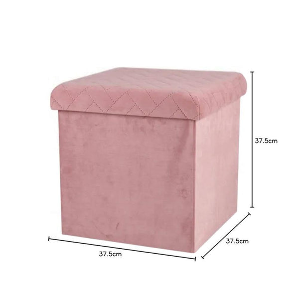 Urban Living Pink Velvet Storage Box | Quilted Pattern, Dual-Purpose Design