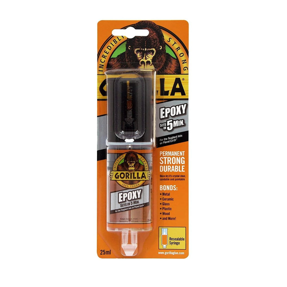 Gorilla Glue Fast-Setting Epoxy Syringe Adhesive | Clear Finish, 25ml