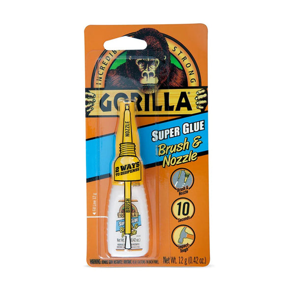 Gorilla Glue Brush & Nozzle Adhesive | 12g, Dual Applicator, Strong Bond
