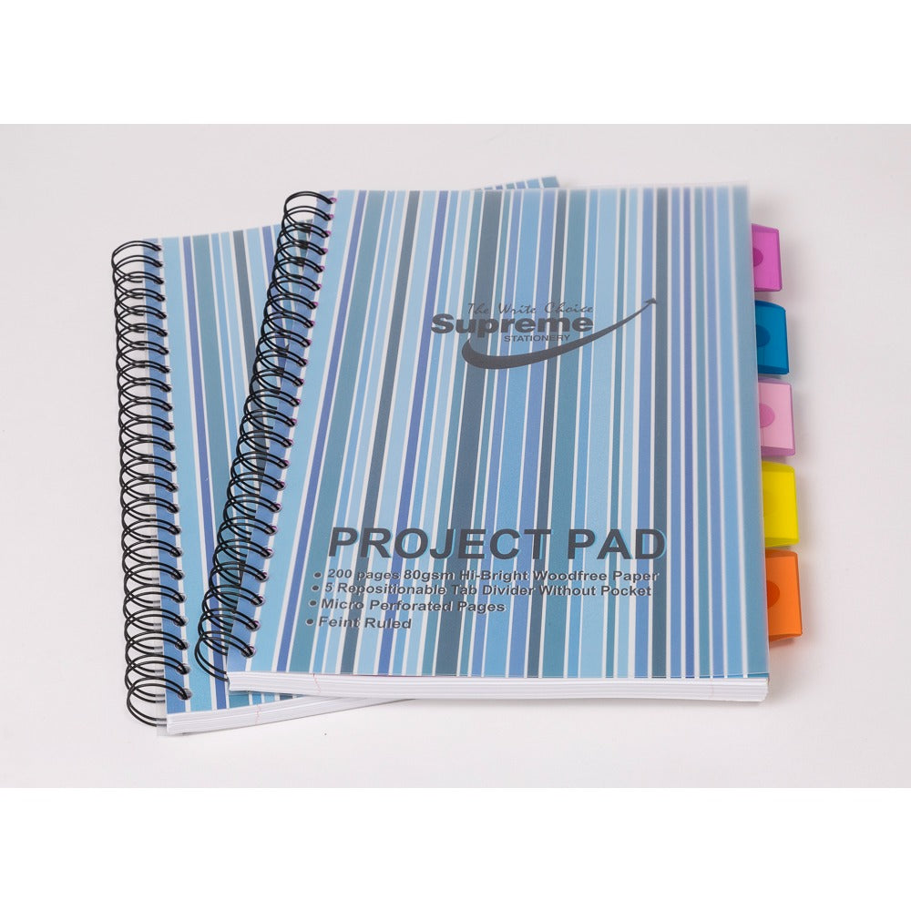 Supreme Spiral-Bound Lecture Pad | A4, 5 Tab, 200 Page, 80gsm Woodfree Paper
