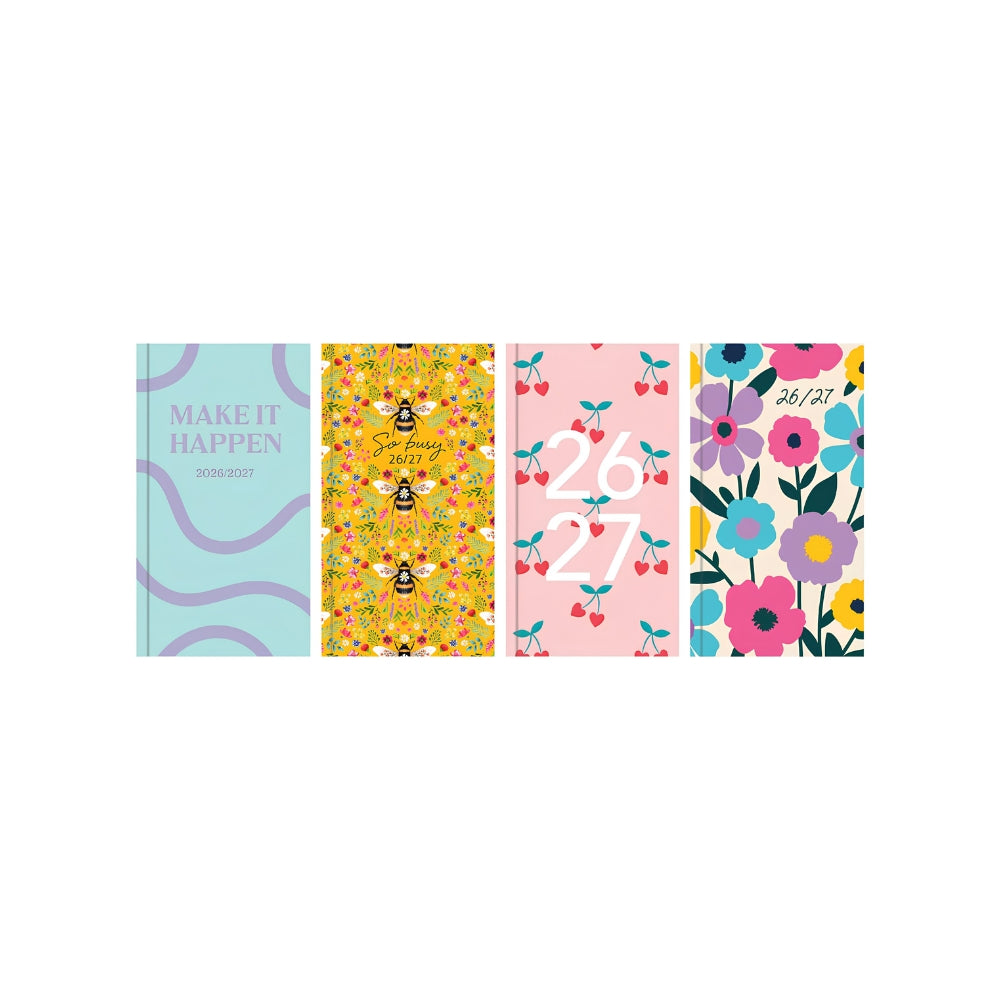 Academic Slim Gold Foil Diary - 2026–2027 - Assorted Designs