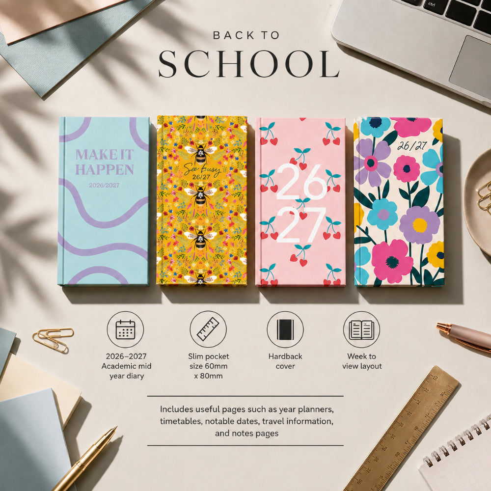 Academic Slim Gold Foil Diary - 2026–2027 - Assorted Designs