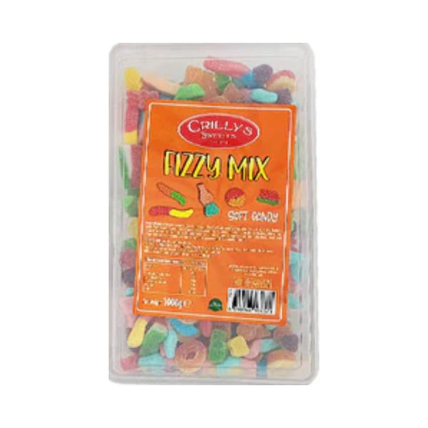Crilly's Fizzy Mix Soft Sweets Tub | 800g, Assorted Shapes, Chewy Texture