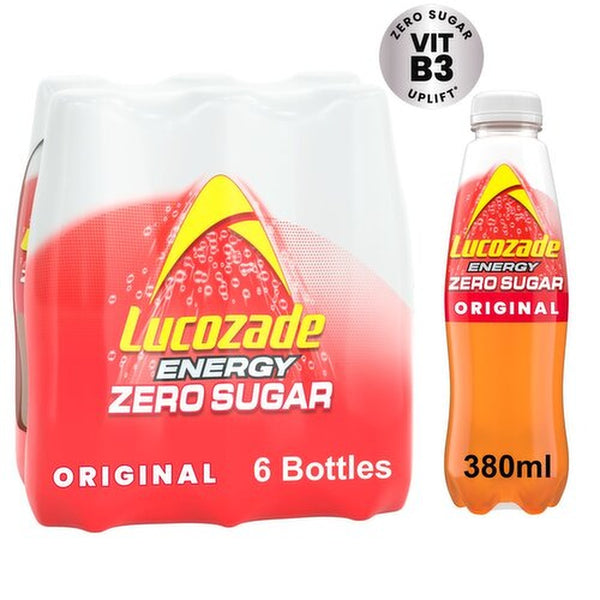 Lucozade Zero Energy Drink | 6 Pack | 380ml 
