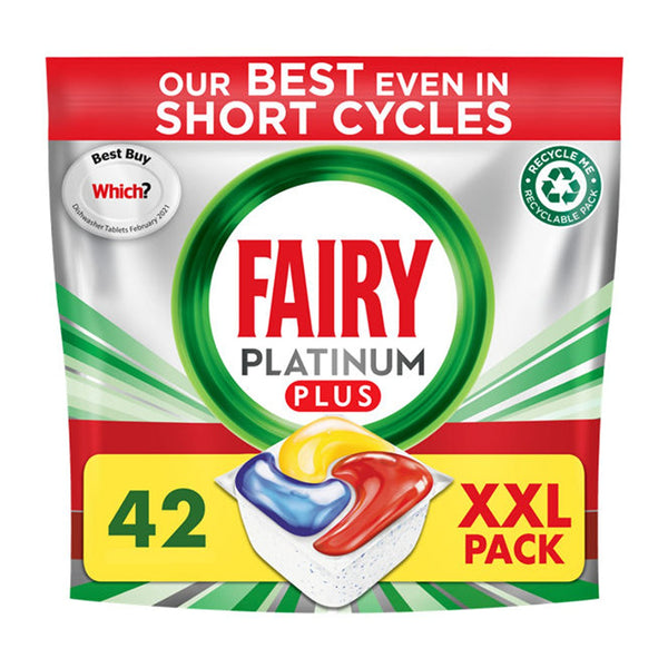 Fairy Platinum Plus Lemon Dishwasher Tablets | XXL Pack of 42