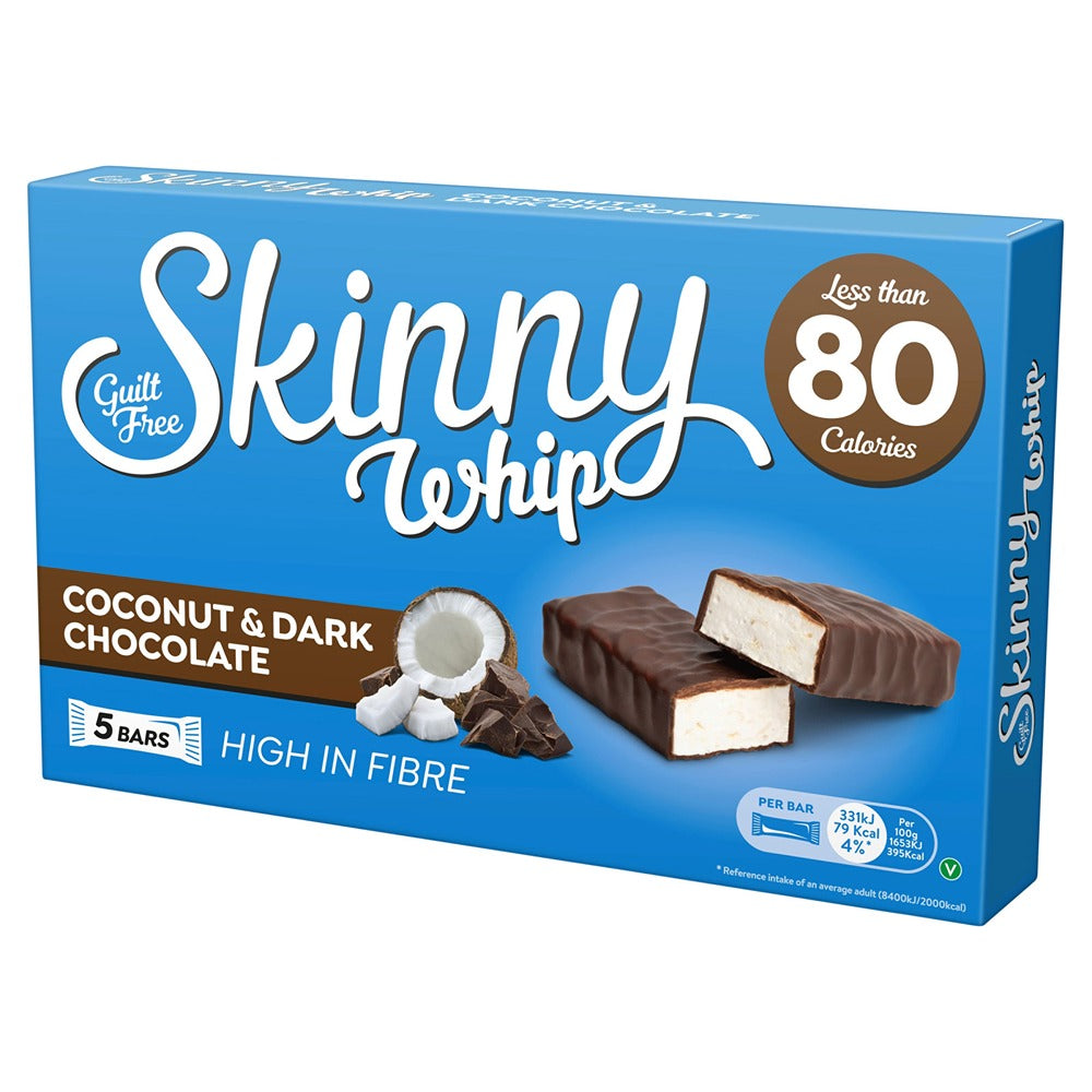 Skinny Whip Coconut Chocolate Bars | Pack of 5, Less Than 80 Calories