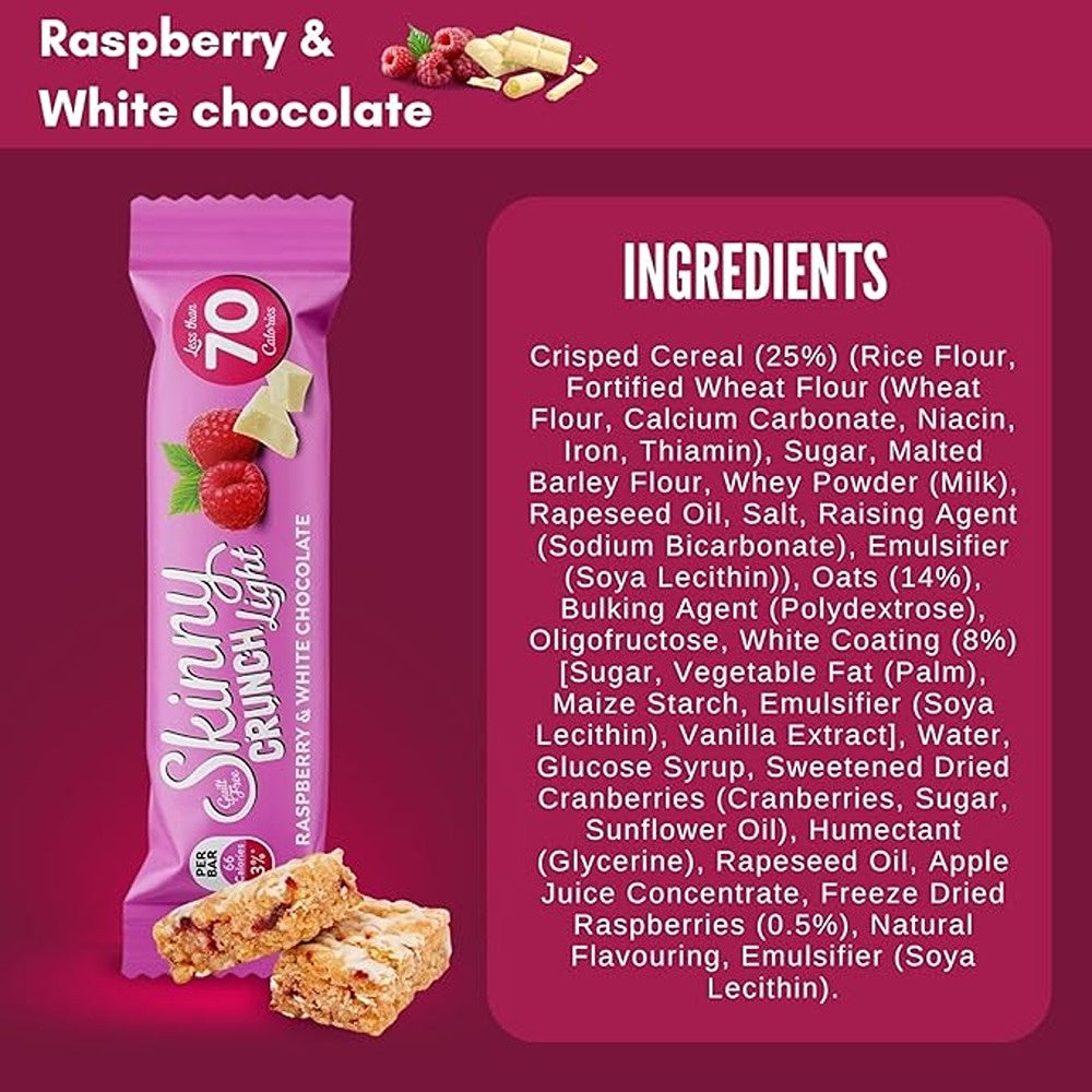 Skinny Raspberry and White Chocolate Bars - 5 Pack