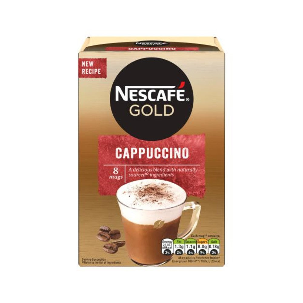 Nescafe Gold Cappuccino Sachets | Velvety Froth, Cocoa-Dusted Finish, 124g