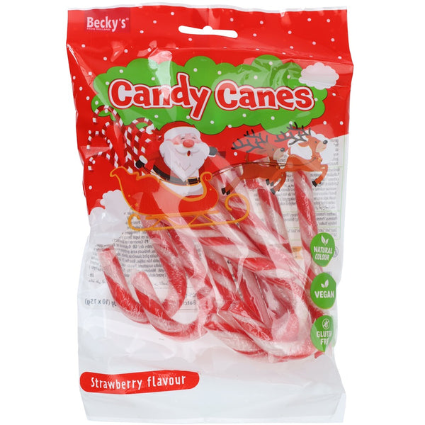 Christmas Strawberry Flavour Candy Canes | 150 g, Vegan, Gluten Free