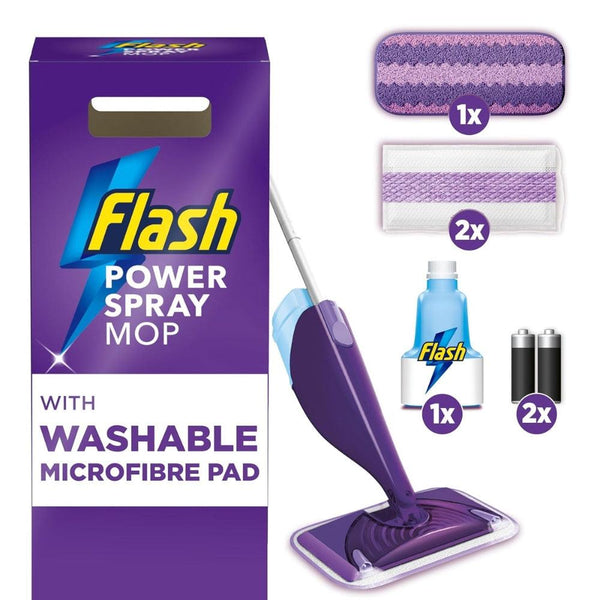 Flash Power Spray Mop Floor Cleaner All in One Starter Kit | 1 Washable Pad & 2 Disposable Pads