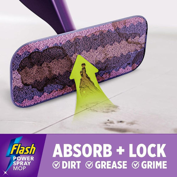 Flash Power Spray Mop Floor Cleaner All in One Starter Kit | 1 Washable Pad & 2 Disposable Pads