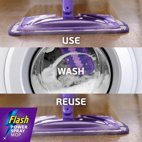 Flash Power Spray Mop Floor Cleaner All in One Starter Kit | 1 Washable Pad & 2 Disposable Pads