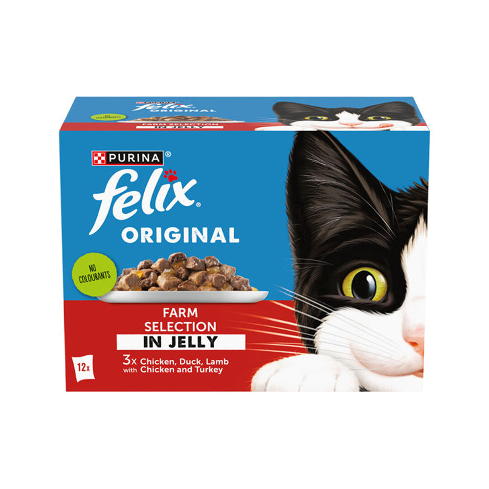 Felix Original Farm Selection Wet Cat Food Pouches | Pack of 12, 1.02kg