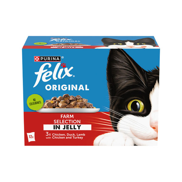 Felix Original Farm Selection Wet Cat Food Pouches | Pack of 12, 1.02kg