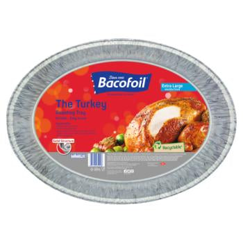 Bacofoil Turkey Roasting Tray | Extra-Large Oval, Deep Sides, Reinforced Rim