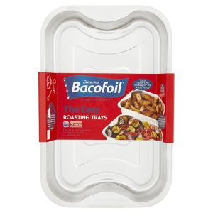 Bacofoil Easy Roasting Trays | Pack of 2, Deep Walls, Rigid Rim