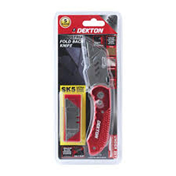 Optimized Title: Dekton Industrial Fold Back Knife with SK5 Blades | Includes Extra Blades