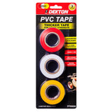 Dekton PVC 15mm X 13mtr Tape 3 Piece Set (Yellow, Red & White)