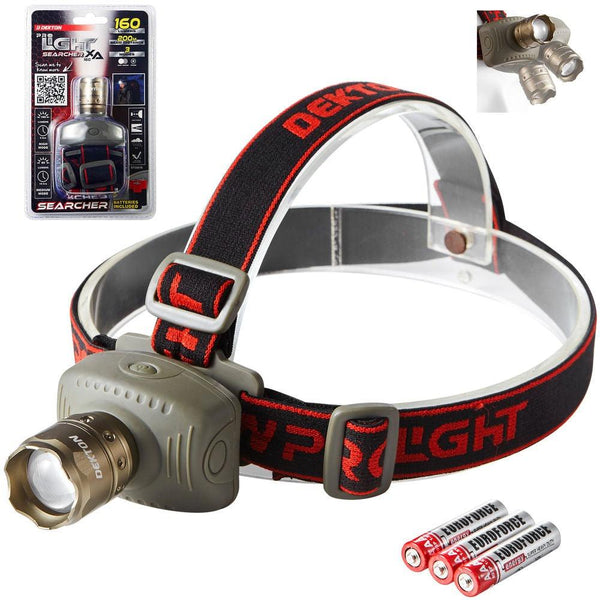 Dekton Pro Light Searcher Head Torch | 160-Lumen LED, Adjustable Angle