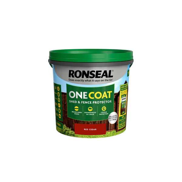 Ronseal One Coat Shed and Fence Treatment | Red Cedar, 5L, Showerproof