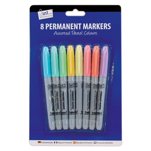 Assorted Pastel Permanent Markers - 8 Pack