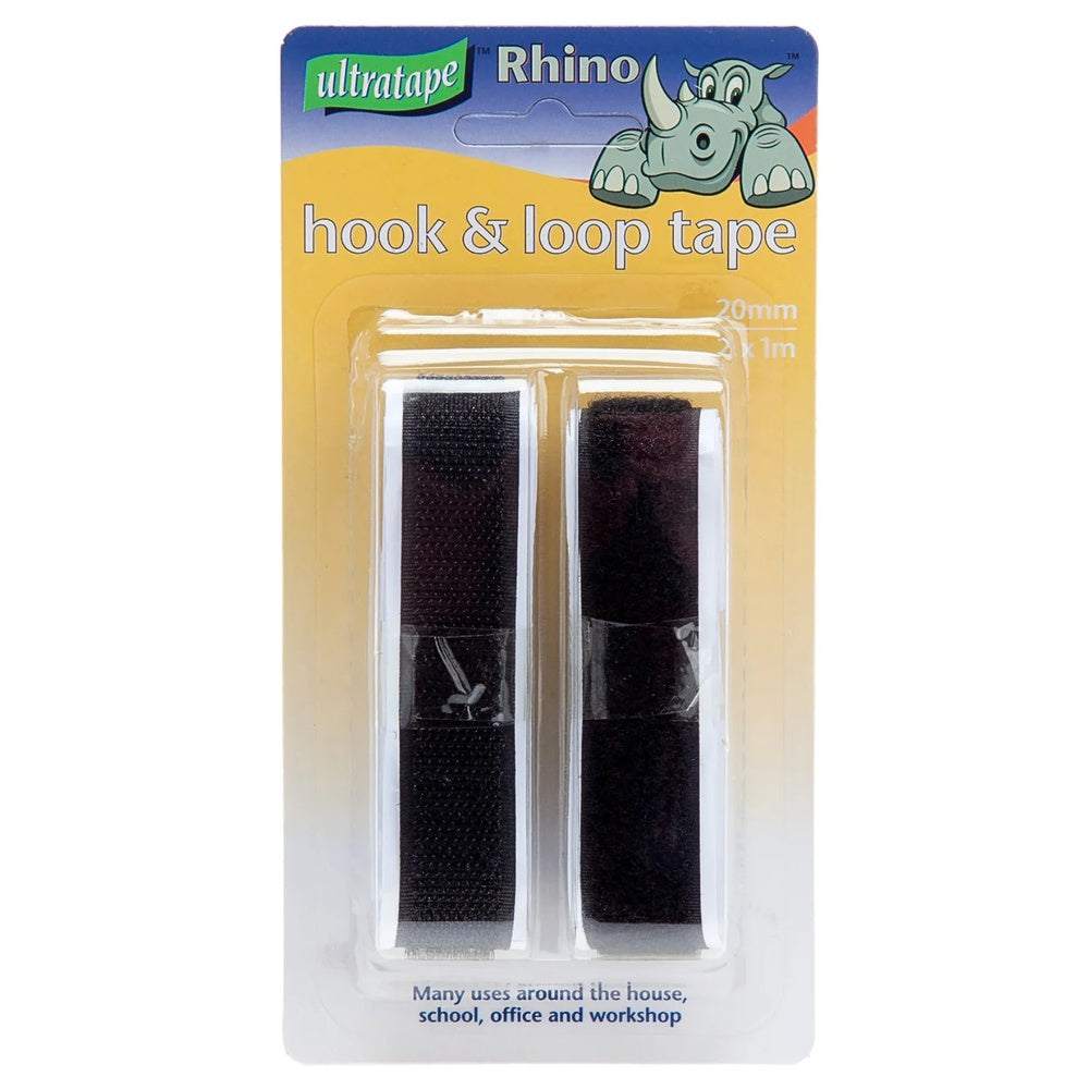 Ultratape Hook And Loop Tape - Black - 20mm x 1m