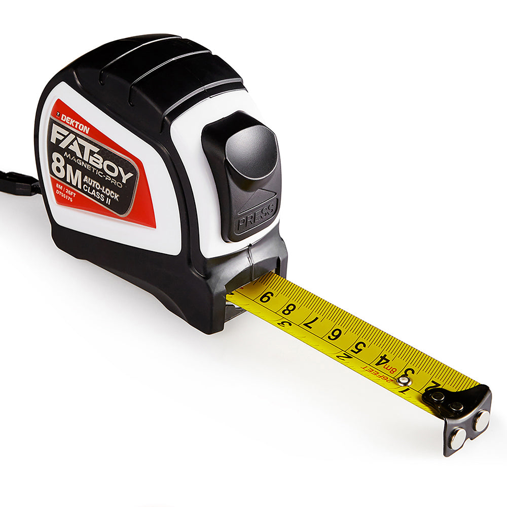 Dekton Fatboy Magnetic Tape Measure | 8m x 25mm, Auto Lock, Class II