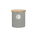 Typhoon Durable Coffee Storage Tin | Grey Metal with Natural Wood Lid