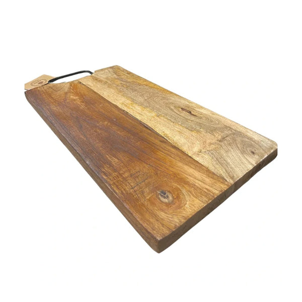 Mango Wood Serving Board with Handle | Long Rectangular, Natural Grain