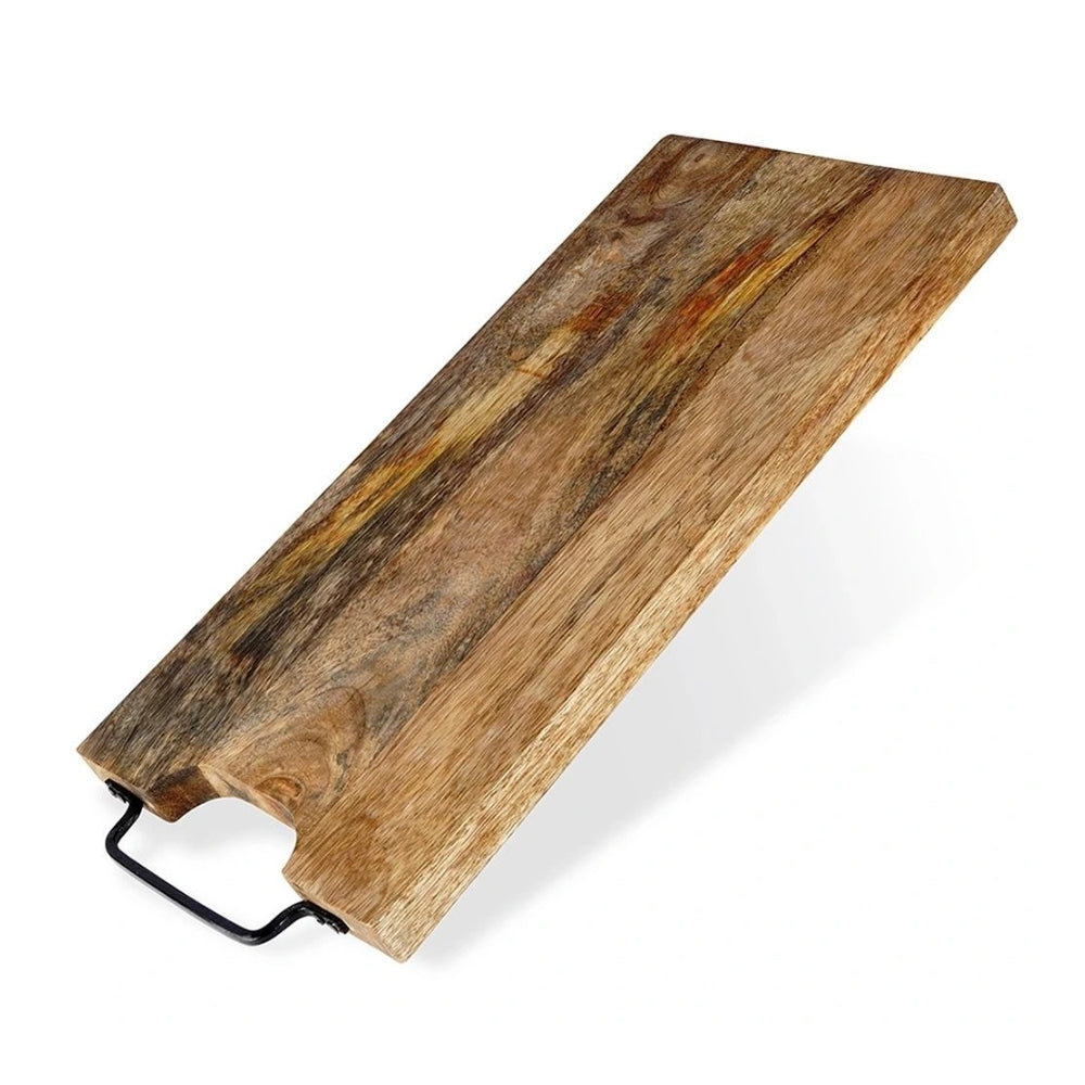 Mango Wood Serving Board with Handle | Long Rectangular, Natural Grain