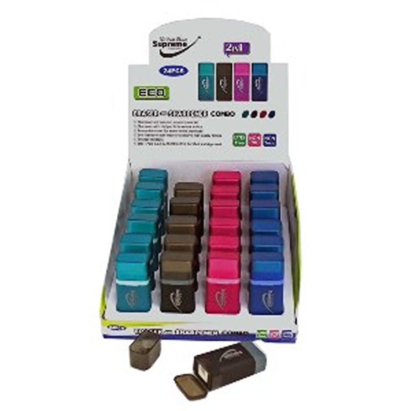 Supreme Dual-Function Sharpener Eraser Combo | Available in Multiple Colours
