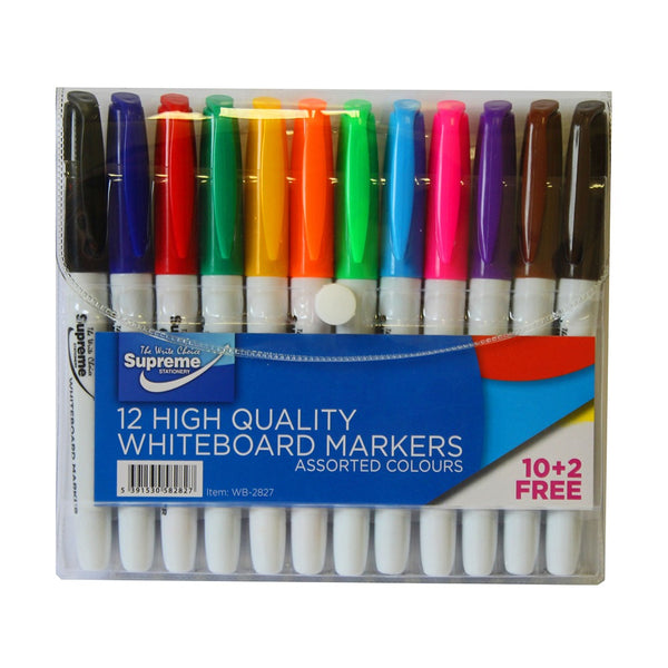 Supreme Vibrant Colours Whiteboard Markers | 12 Pack + 2 Extra