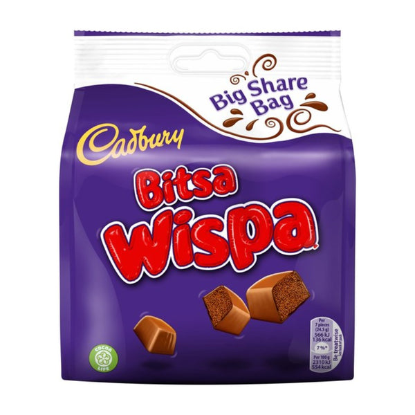 Cadbury's Bitsa Wispa Milk Chocolate Bites Share Bag - 222g, Aerated Centre
