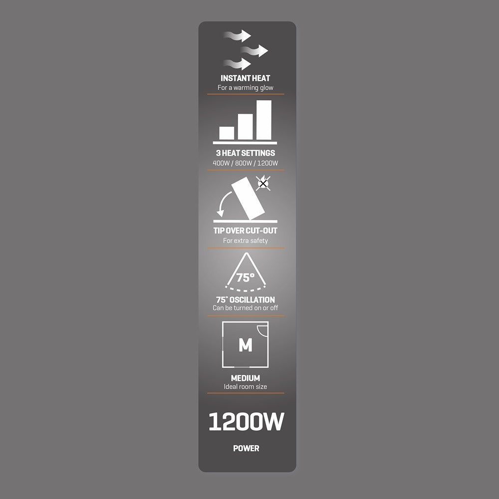 Daewoo Halogen Heater - 1200W - 3 Heat Settings