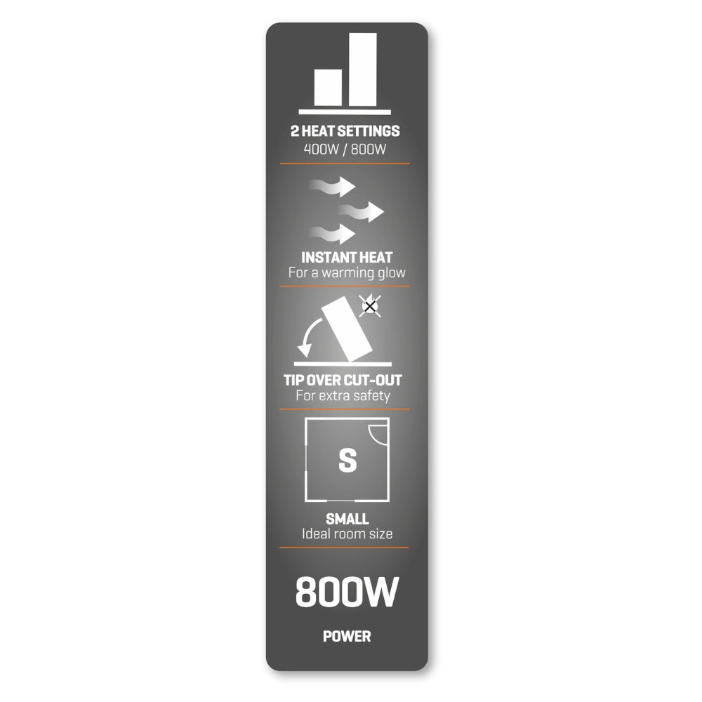 Daewoo Compact Quartz Heater | 800W, Dual Heat Settings, Tip-Over Cut-Out