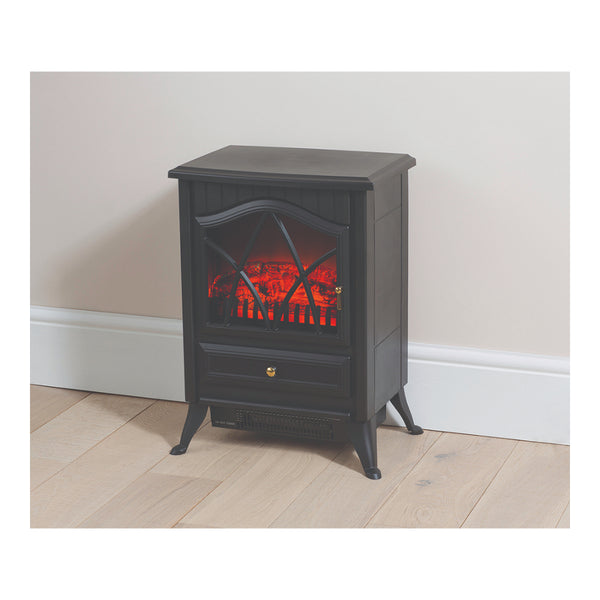 Daewoo Black Electric Stove Heater | 2000W, Real Flame Effect