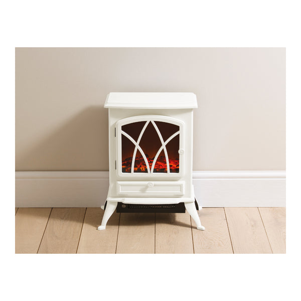 Daewoo Cream Electric Stove Heater | 2000W, Flame Effect, Freestanding