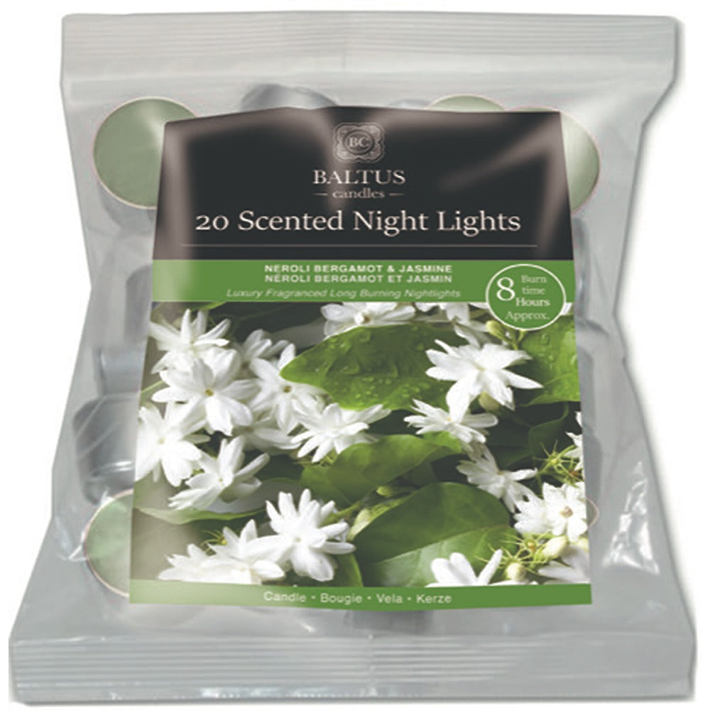 Baltus Jasmine, Neroli and Bergamot Night Lights | Pack of 20, 8-Hour Burn