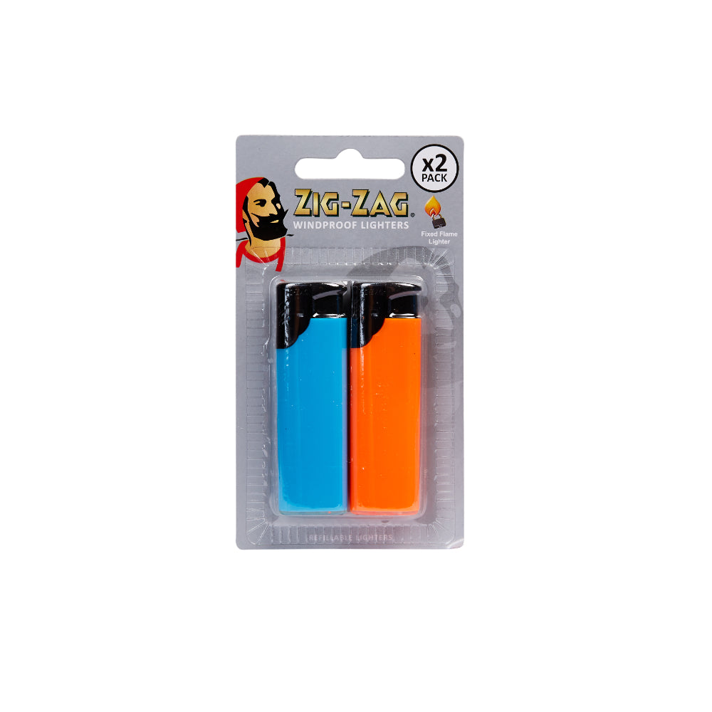 Zig-Zag Windproof Lighters | Pack of 2, Refillable, Assorted Colours