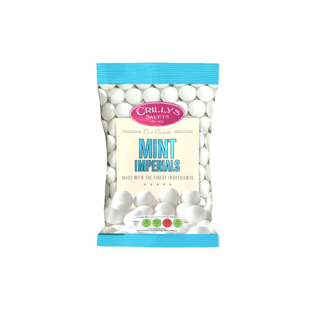 Crilly's Premium Mint Imperials Sweets | 100g, Pastel Blue Pack