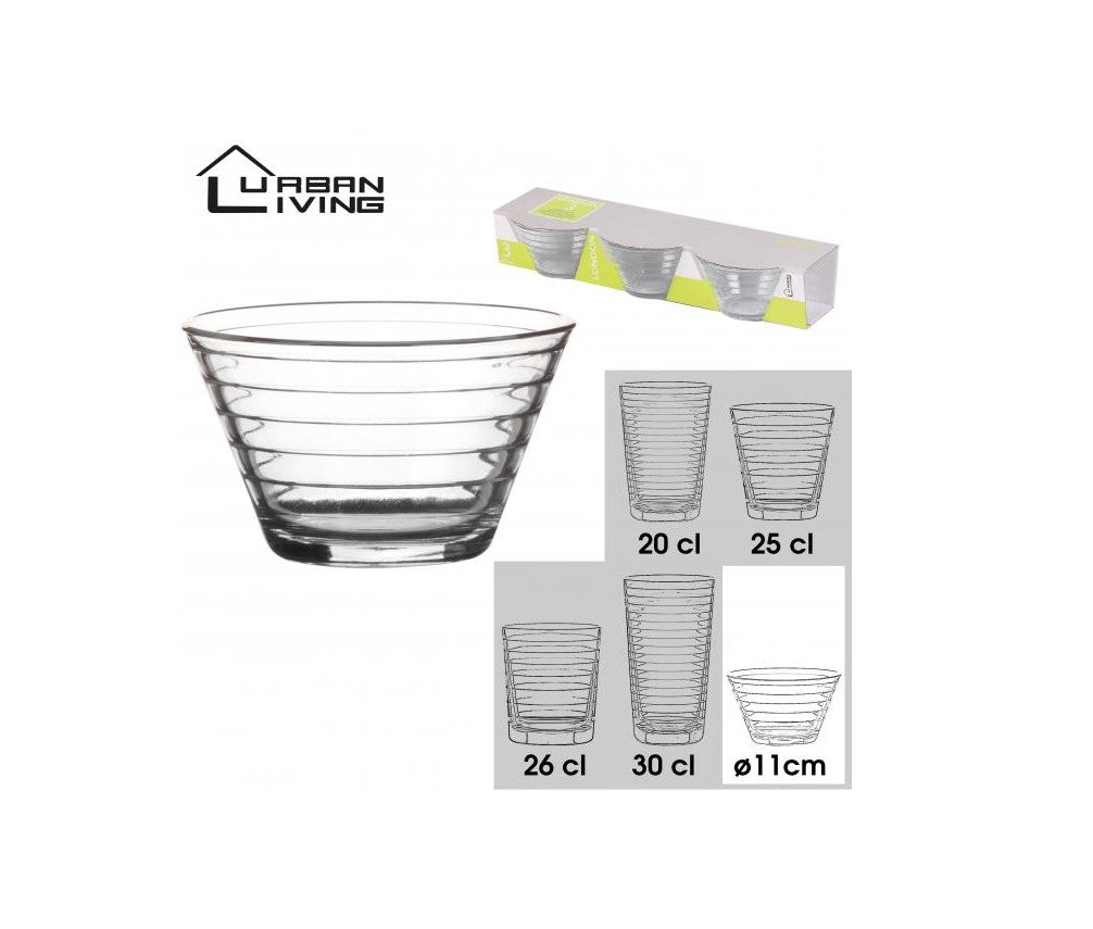 Urban Living High-Quality Durable Glass Bowl Set | 3 Pcs, Various Capacities