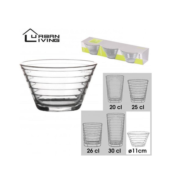 Urban Living High-Quality Durable Glass Bowl Set | 3 Pcs, Various Capacities