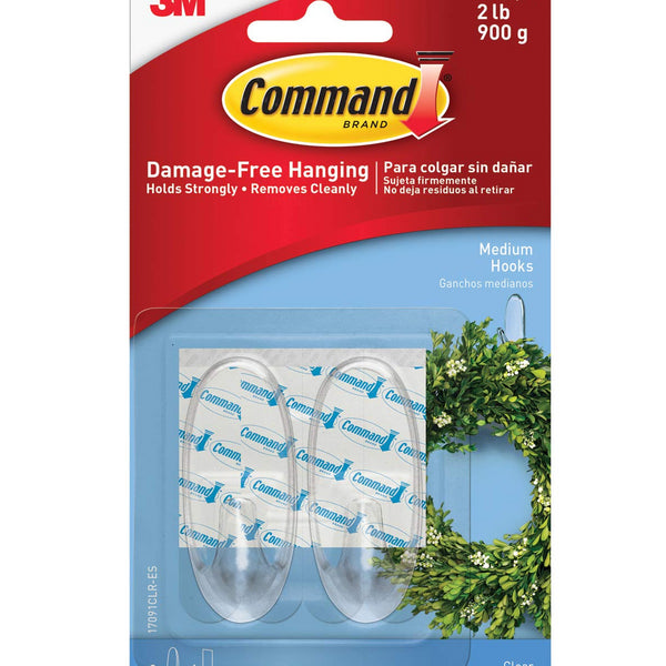Command 3M Oval Hook Clear | Pack of 2 | Damage-Free Hanging