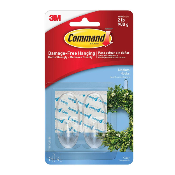 Command 3M Oval Hook Clear - 2 Pack - Damage-Free Hanging